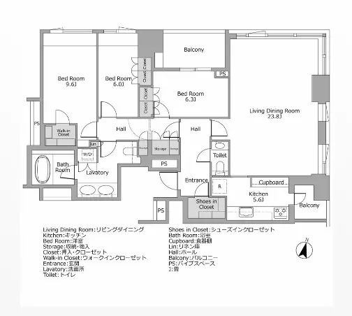 ブランズ ザ・ハウス一番町 間取り例