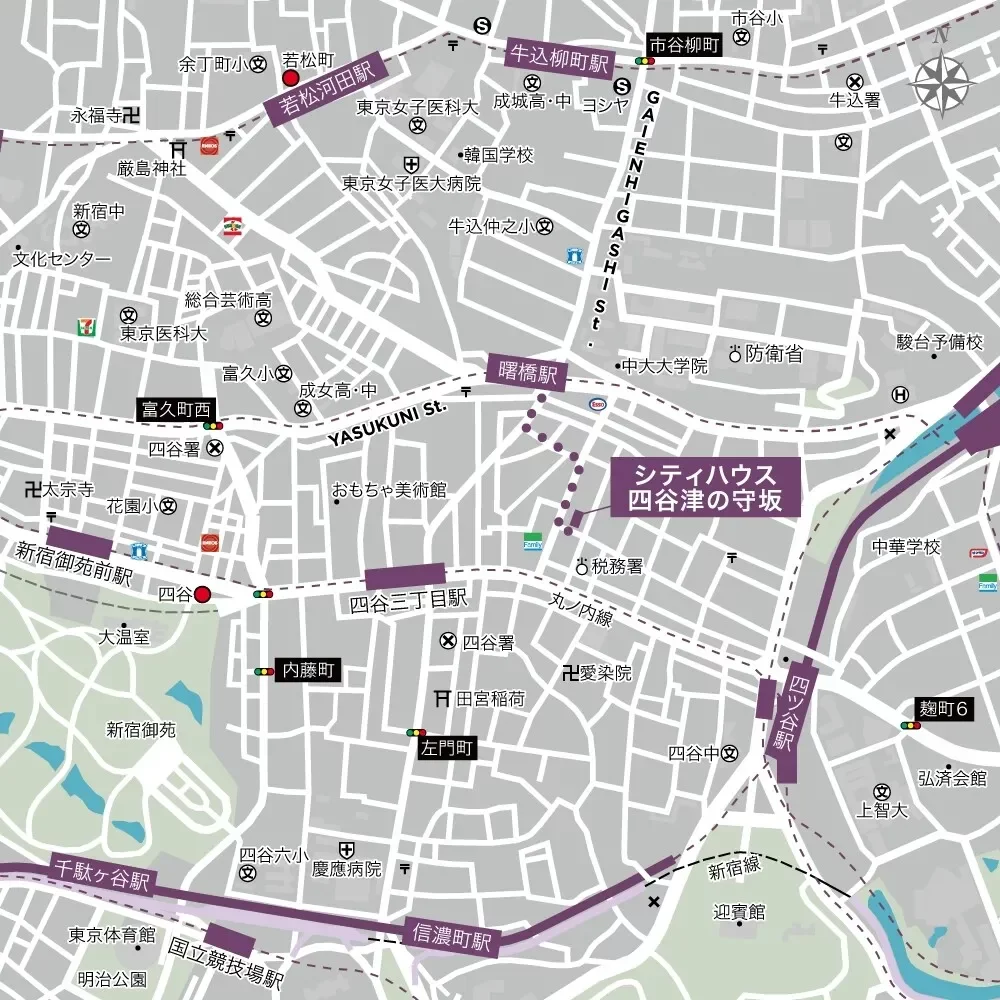 シティハウス四谷津の守坂 ロケーション