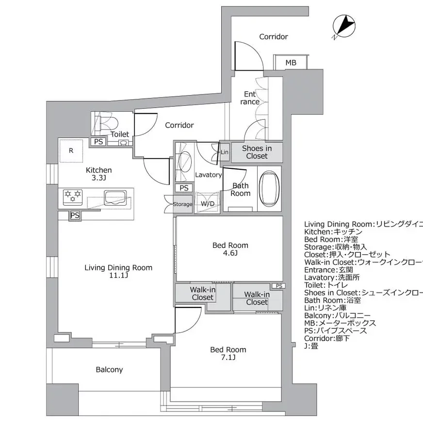 プライムスタイル東日本橋 間取り図例