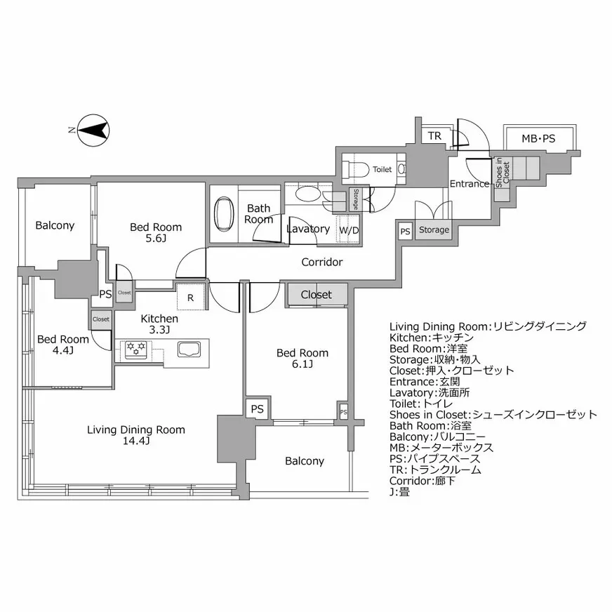 ブリリアタワー代々木公園クラッシィ 間取り図例