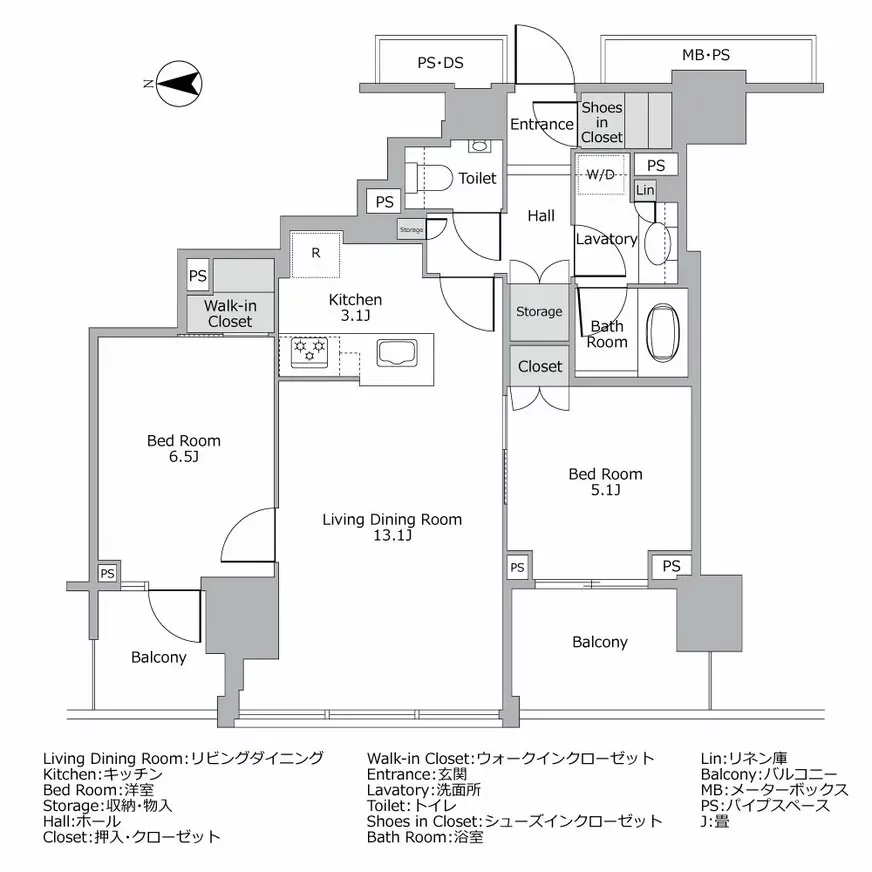 ブリリアタワー代々木公園クラッシィ 間取り図例