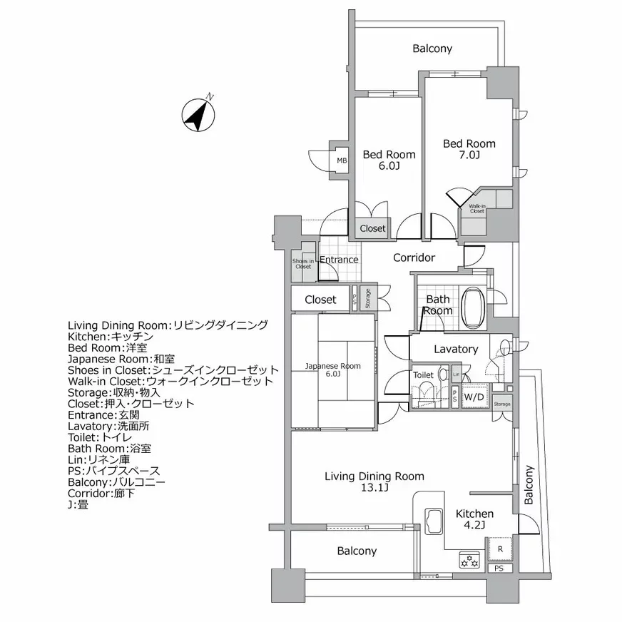 クラッシィ白金台シティハウス　間取り図例
