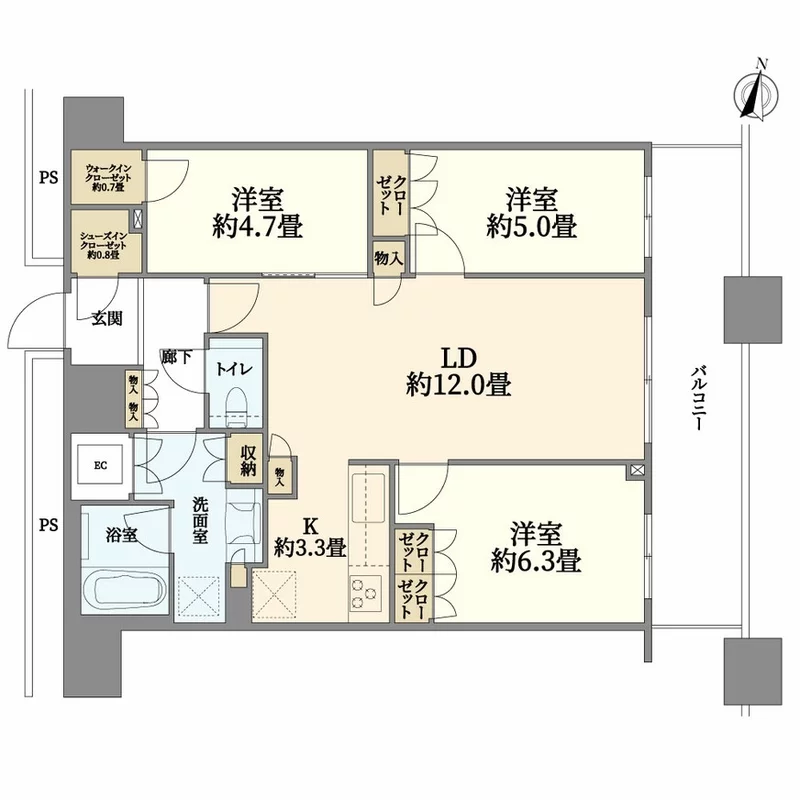 勝どきザ・タワーの間取り図例