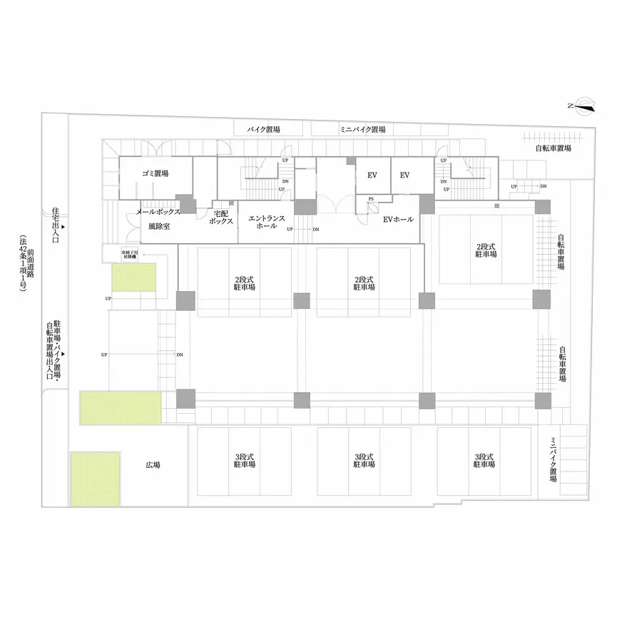 エグゼタワー道修町 敷地配置図