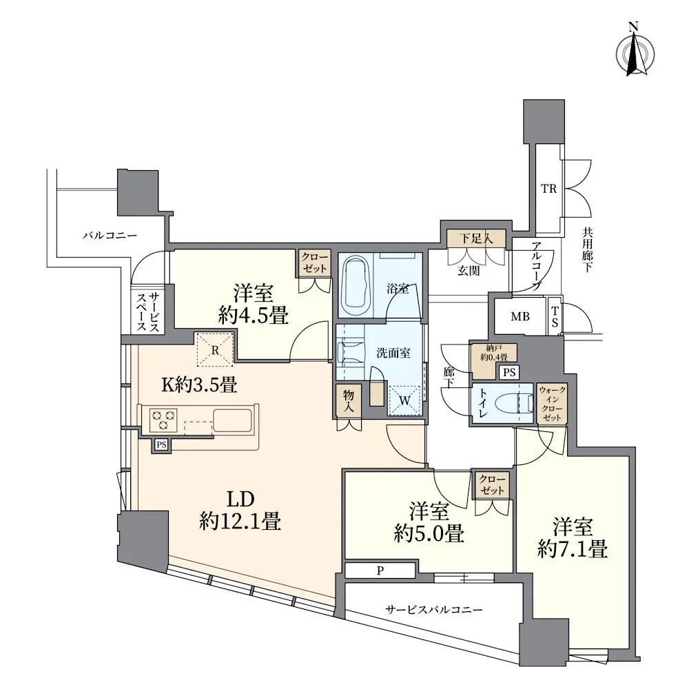 プラウドタワー北浜 間取り図例