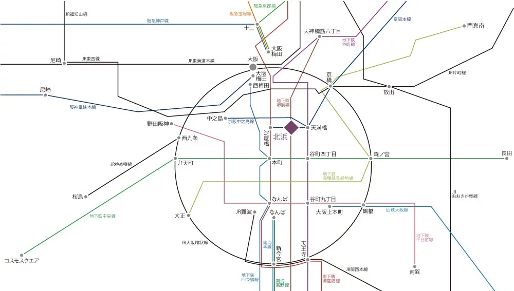 路線図プラウドタワー北浜 路線図