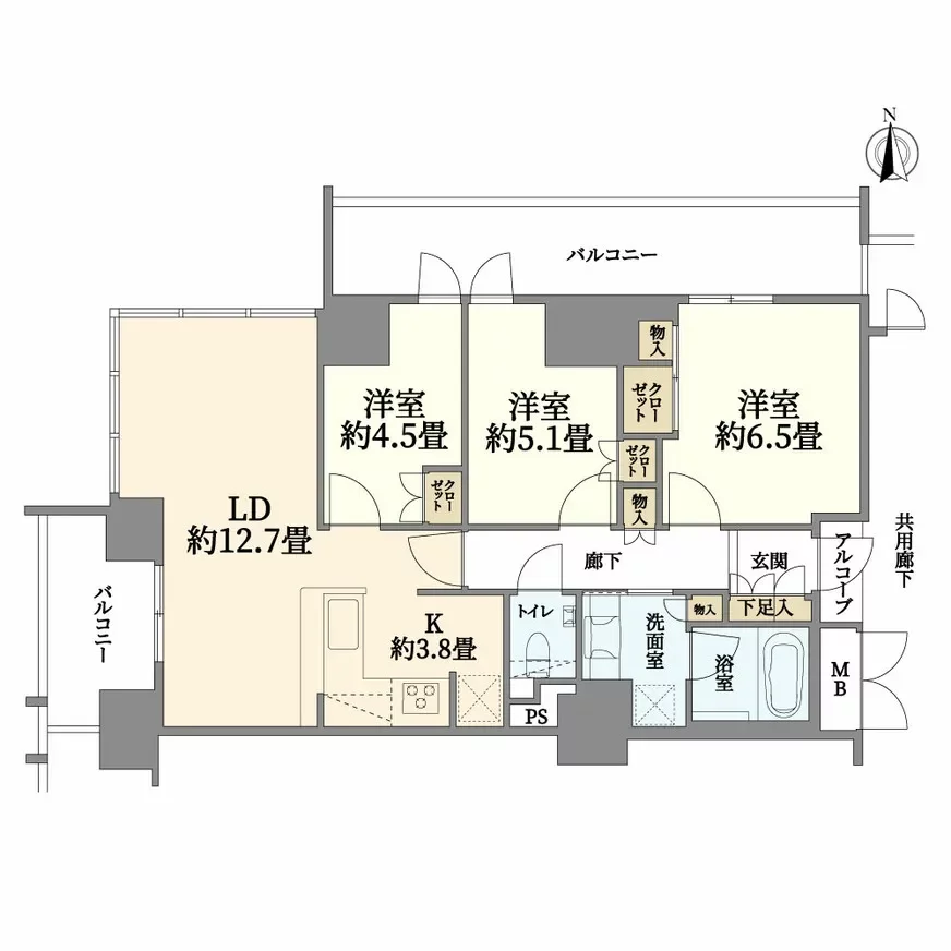 ジオタワー南森町 間取り図例