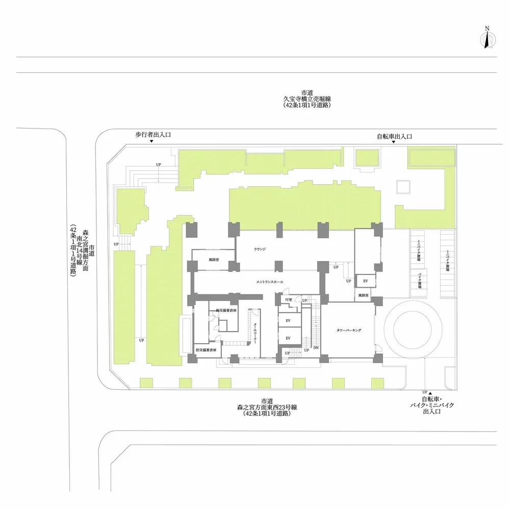 シエリア大阪上町台パークタワー 敷地配置図