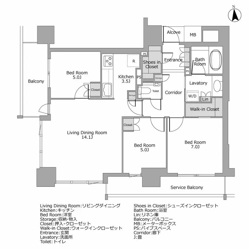 シエリア大阪上町台パークタワー 間取り図例