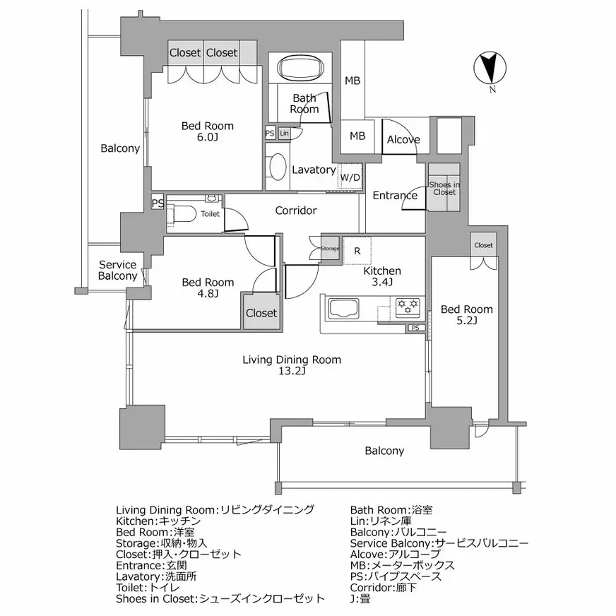 シエリア大阪上町台パークタワー 間取り図例