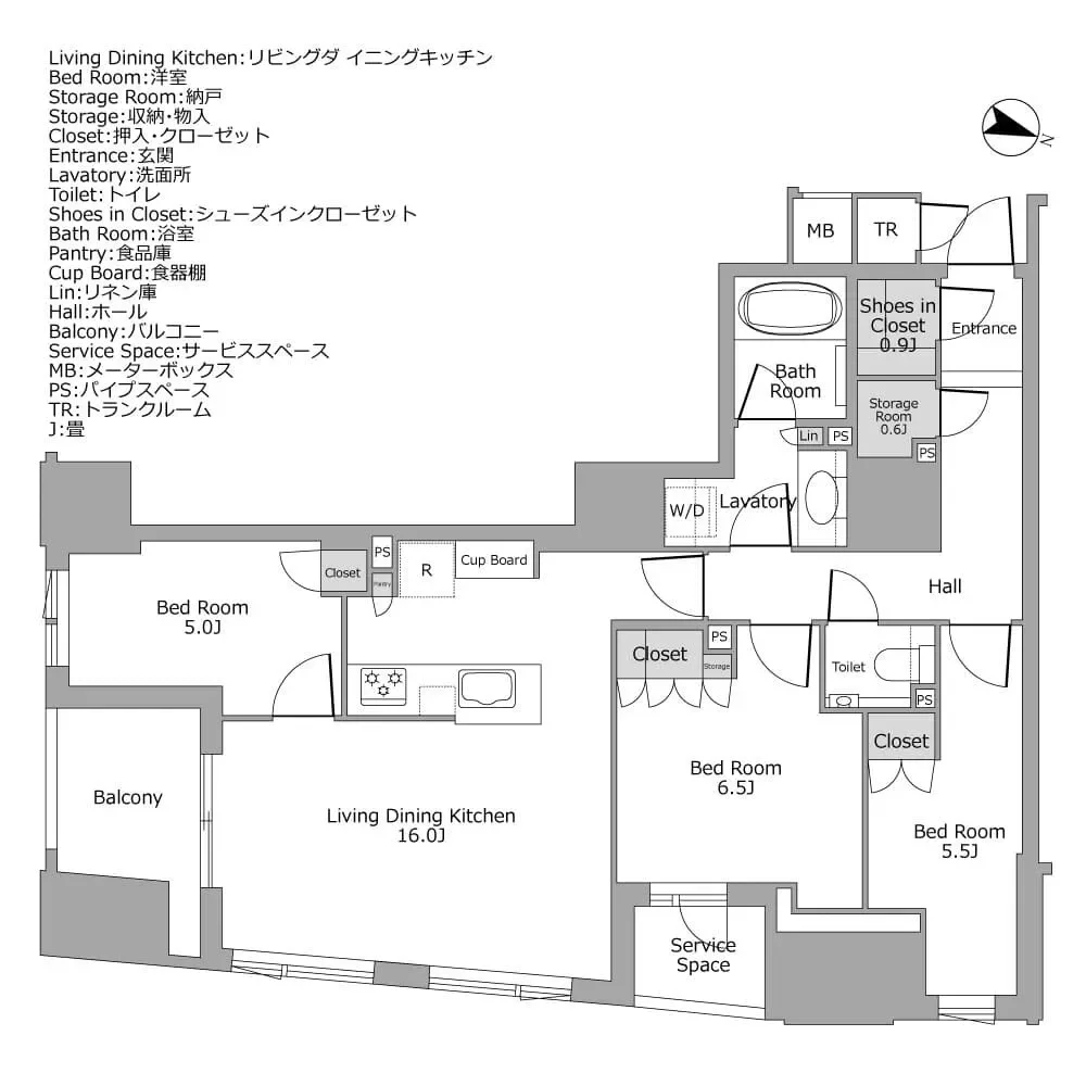 パークホームズ日本橋時の鐘通り 間取り図例