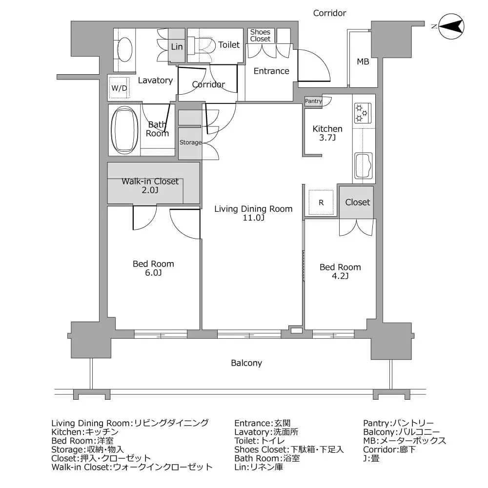 ウエリスタワー谷町四丁目 間取り図例