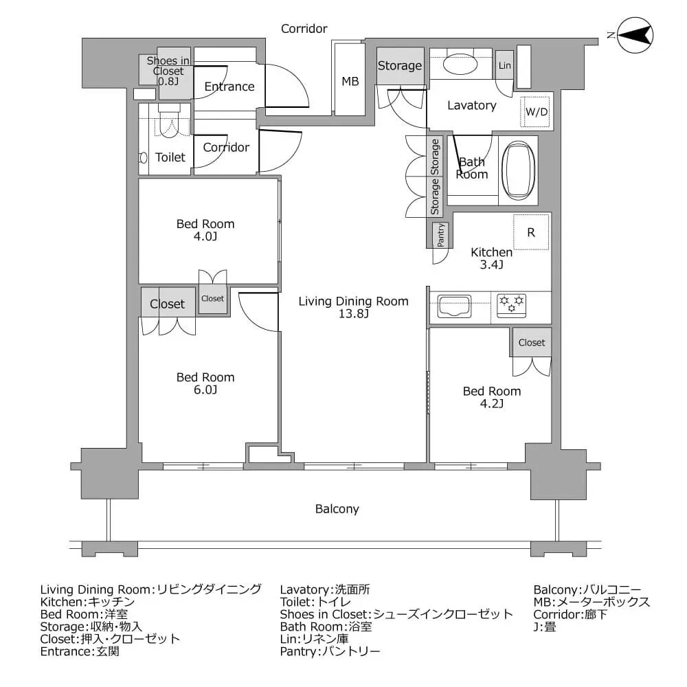 ウエリスタワー谷町四丁目 間取り図例