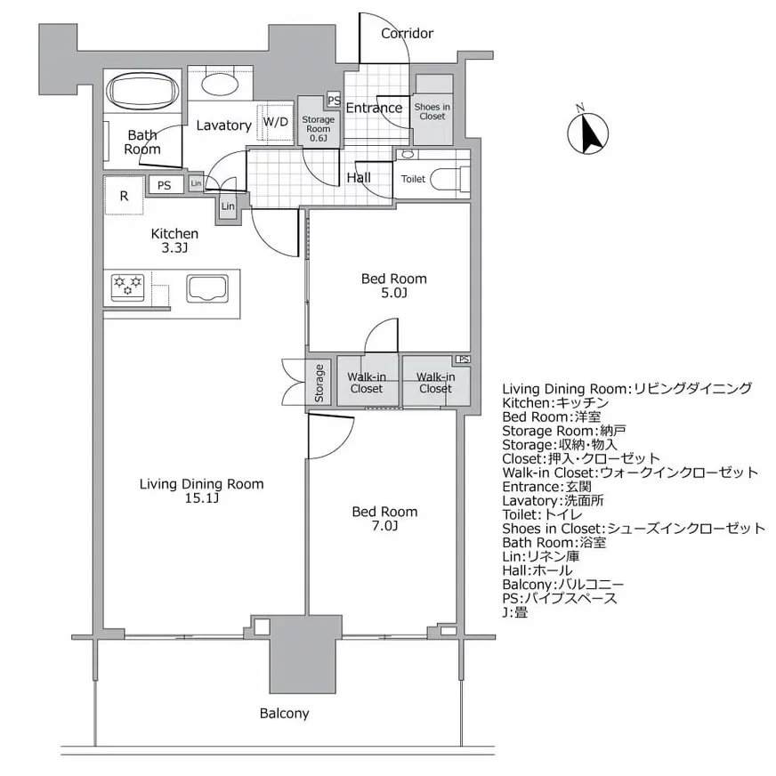 ブランズタワー芝浦 間取り図例