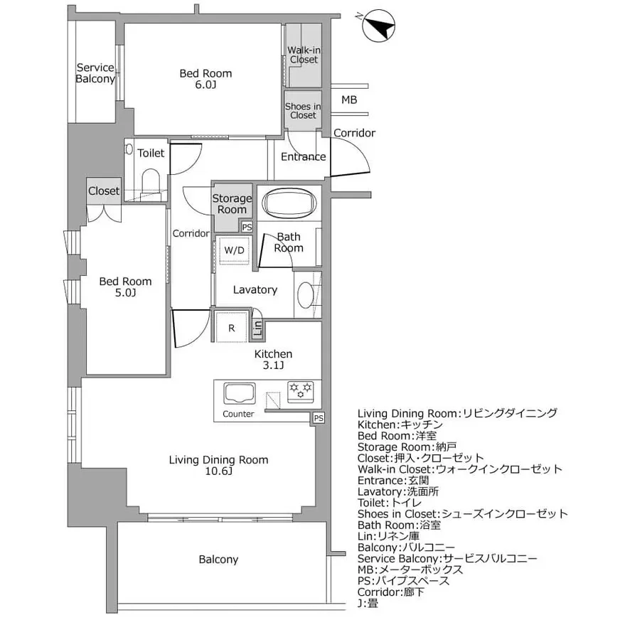 クラッシィタワー靭公園間取り図例
