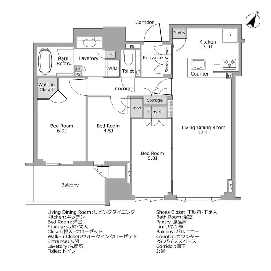 クラッシィタワー靭公園間取り図例