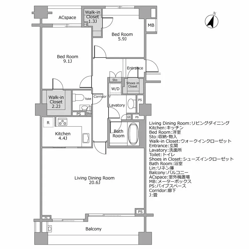 パルシオ五番町 間取り図例
