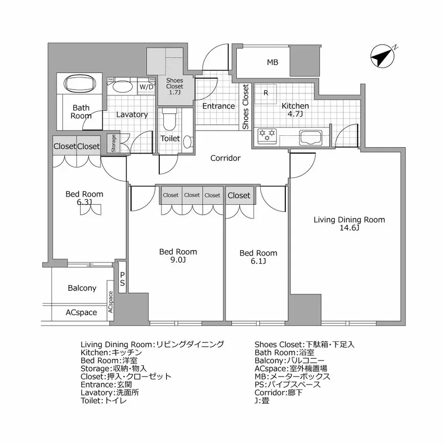 青山ザ・タワー　間取り図例
