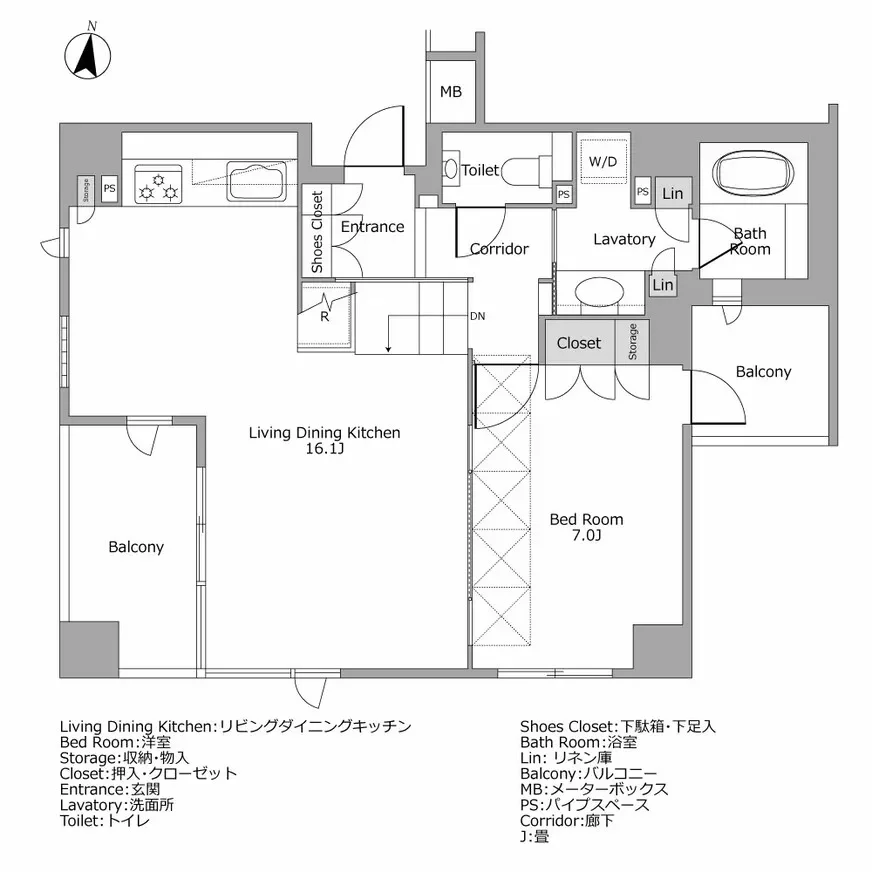 アトラス江戸川アパートメント　間取り図例