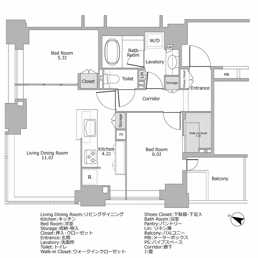 シティタワー九段下 間取り図例
