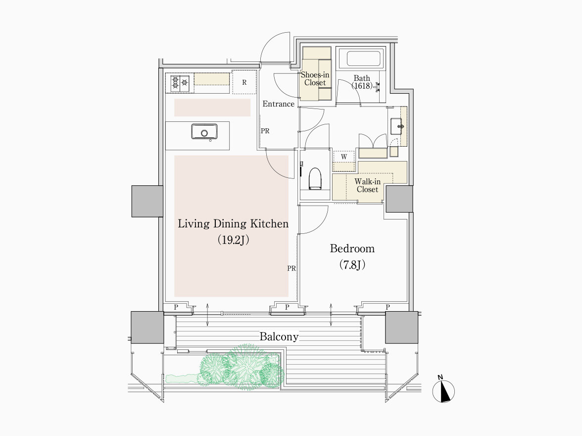 B type 専有面積 64.72㎡（約19.57坪）｜フォレストゲート代官山レジデンス