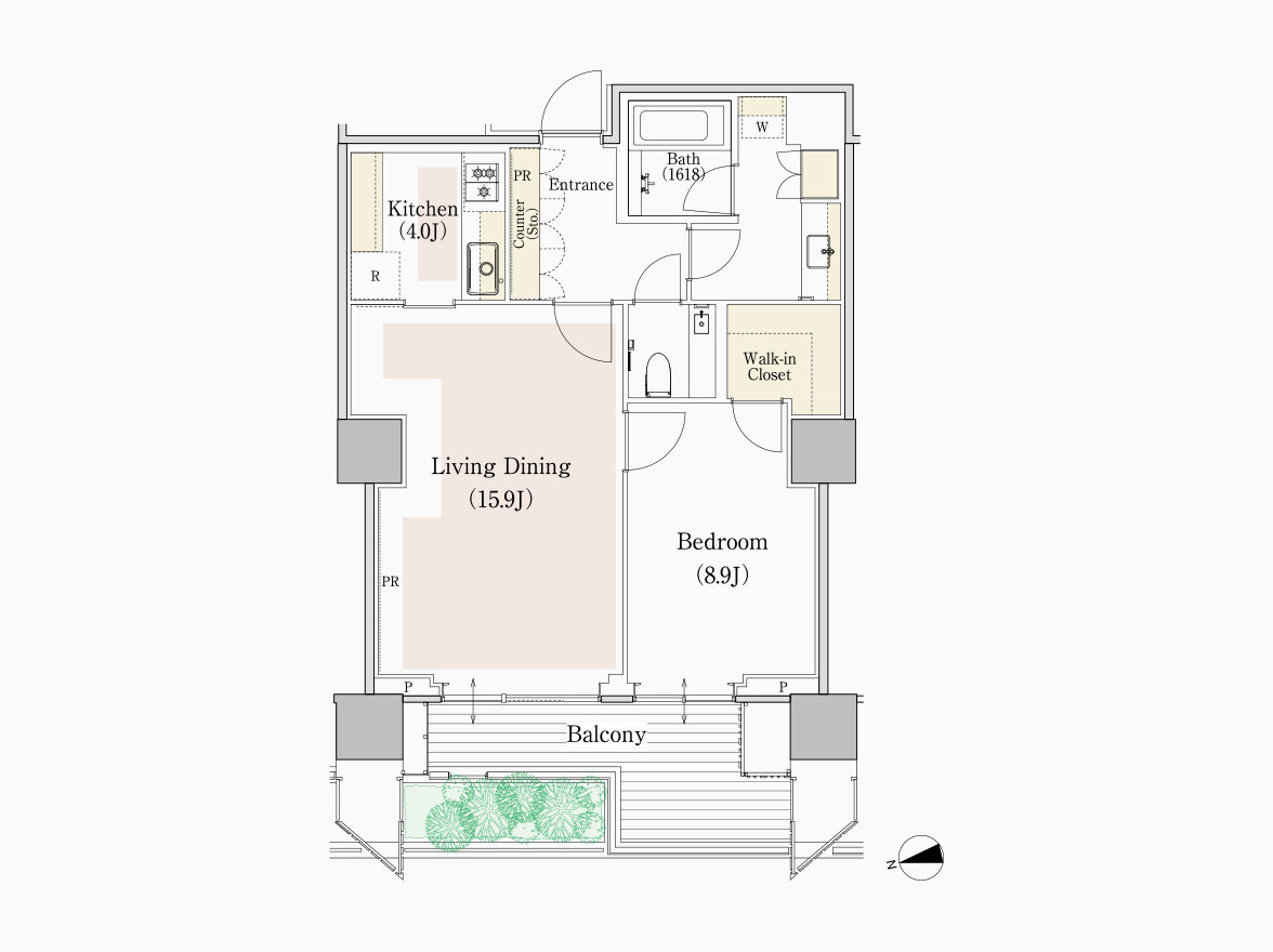 L type 専有面積 69.06㎡（約20.89坪）｜フォレストゲート代官山レジデンス