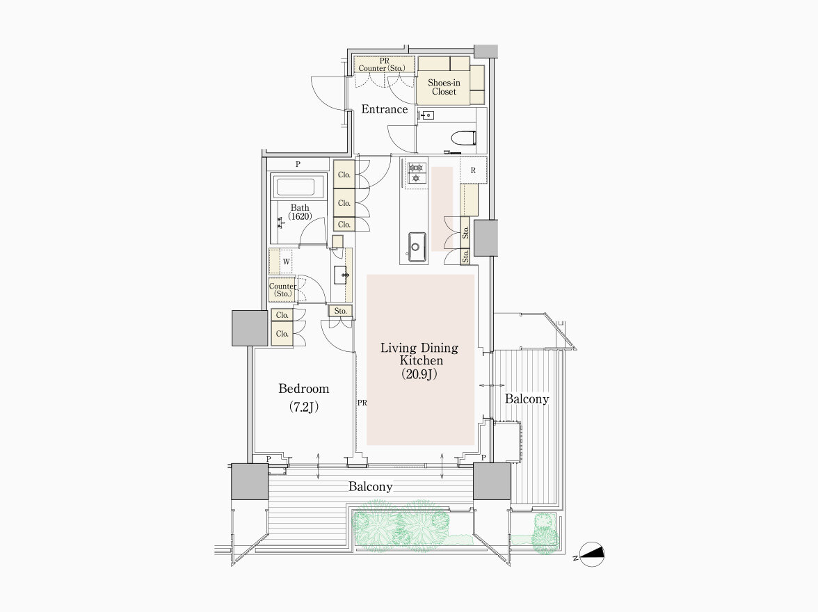 M type 専有面積 69.25㎡（約20.94坪）｜フォレストゲート代官山レジデンス