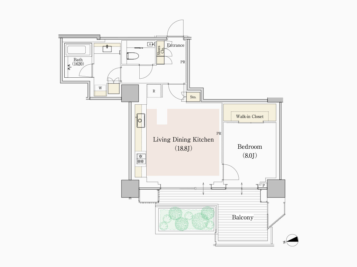 N type 専有面積 70.50㎡（約21.32坪）｜フォレストゲート代官山レジデンス
