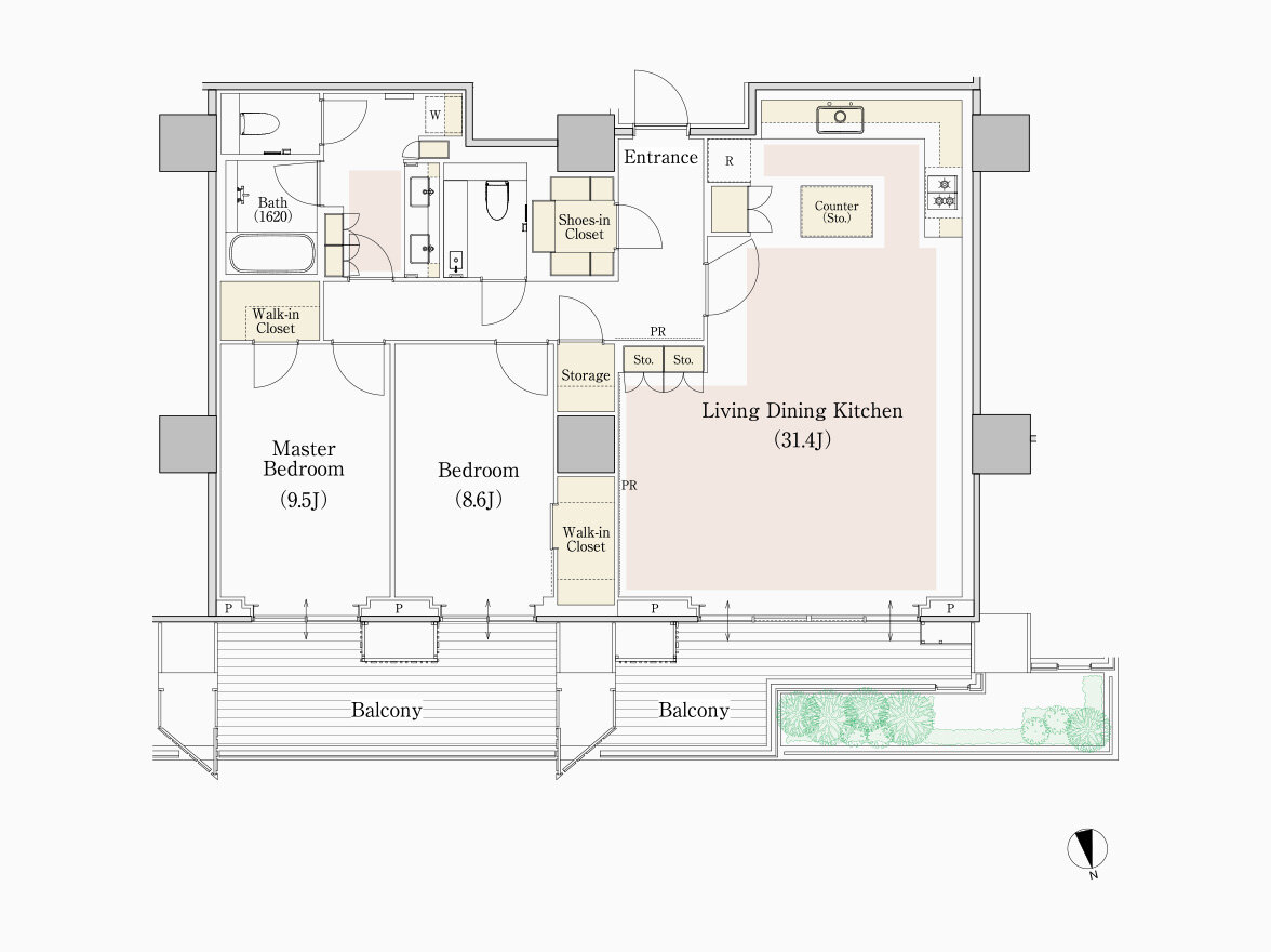 I type 専有面積 121.69㎡（約36.81坪）｜フォレストゲート代官山レジデンス
