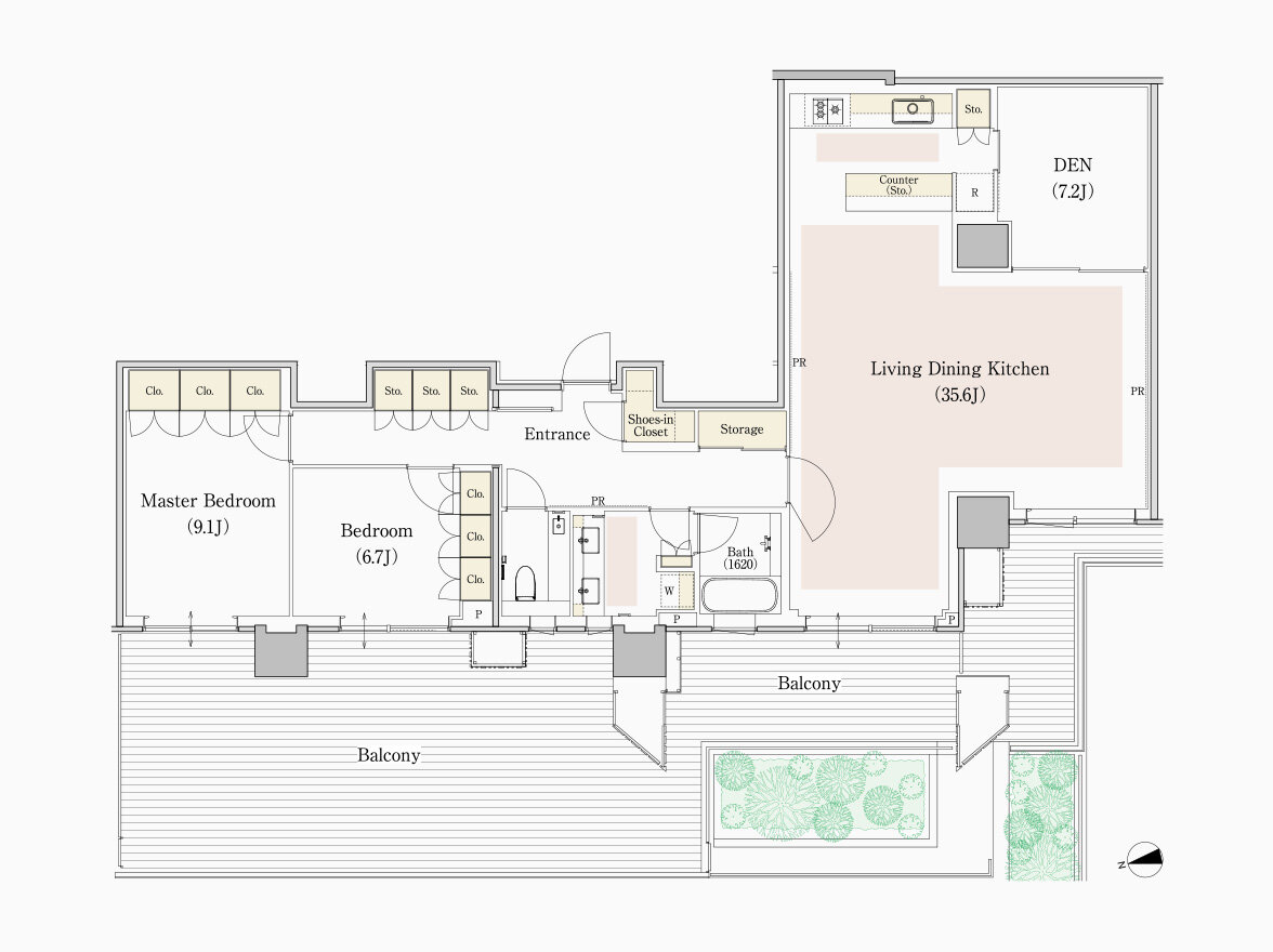 W type 専有面積 137.19㎡（約41.49坪）｜フォレストゲート代官山レジデンス