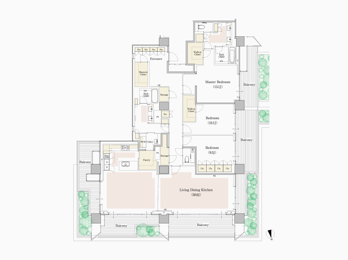 X type 専有面積 236.51㎡（約71.54坪）｜フォレストゲート代官山レジデンス