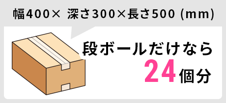 幅400×深さ300×長さ500 (mm)　段ボールだけなら24個分