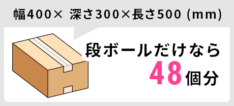 幅400×深さ300×長さ500 (mm)　段ボールだけなら48個分