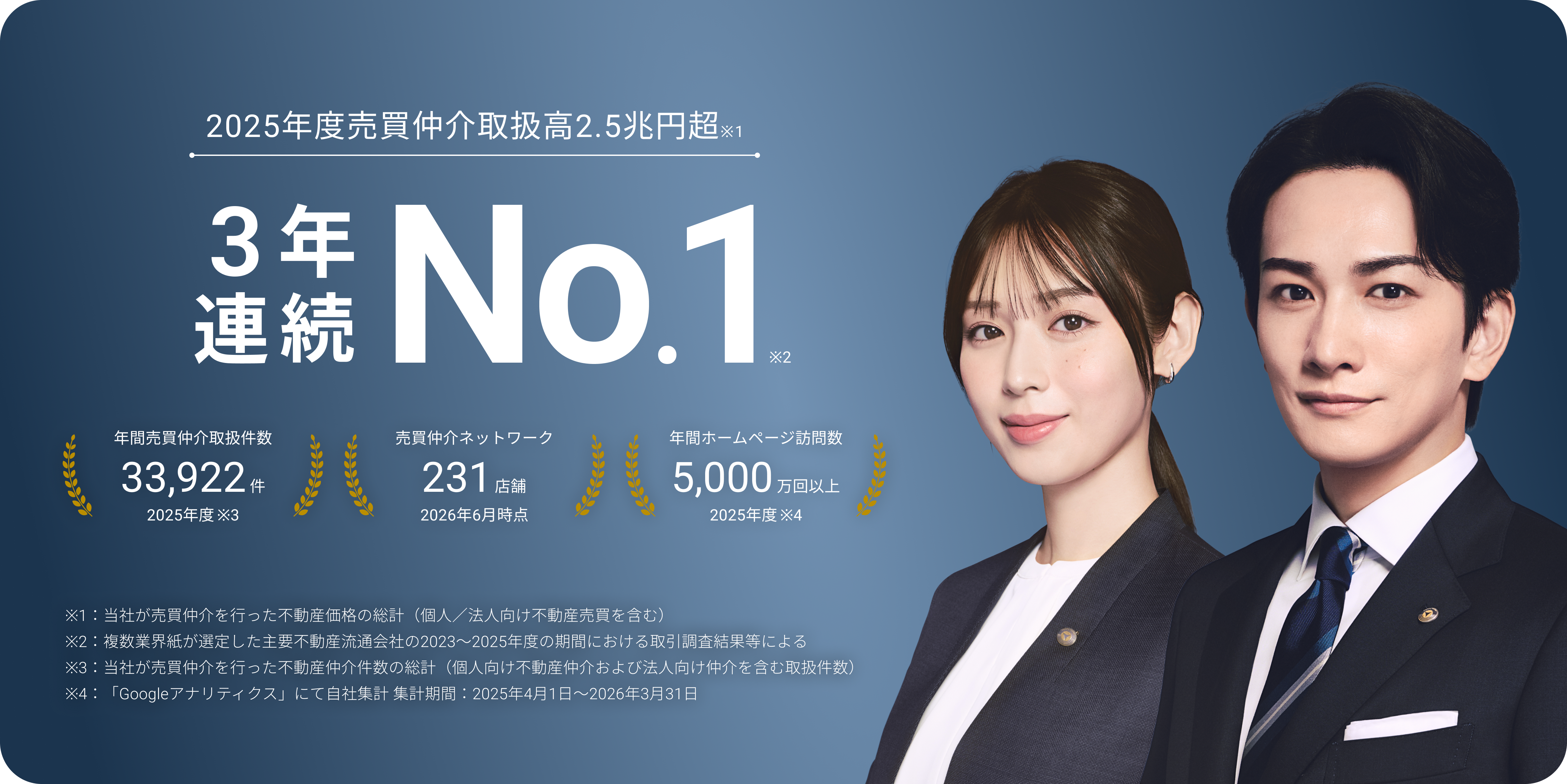 2025年度売買仲介取扱高3年連続No.1