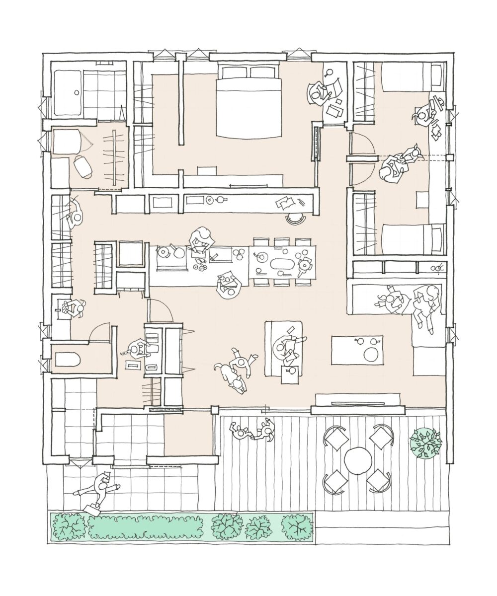 回遊動線　アイランドキッチン
